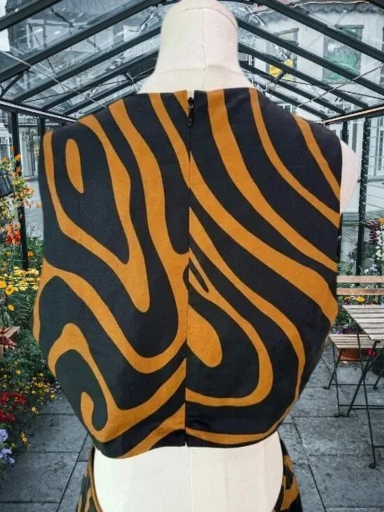 Banana Republic Brown Zebra Print Linen Blend Cut-Out Midi Dress Size:12 NWOT - Picture 5 of 12